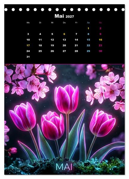 Produktbild: Neon Botanicals - Flora im Lichtrausch (Tischkalender 2027 DIN A5 hoch), CALVENDO Monatskalender