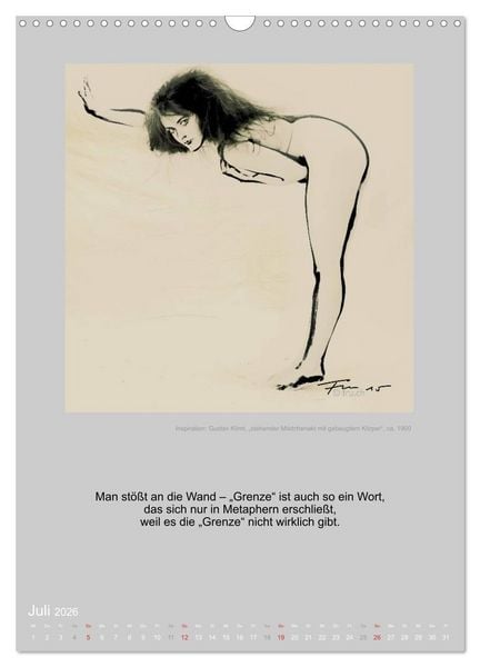 Produktbild: EROTISCHE BODYPAINTING ZITATE - HOMMAGE AN KLIMT, SCHIELE UND PICASSO (Wandkalender 2026 DIN A3 hoch), CALVENDO Monatskalender
