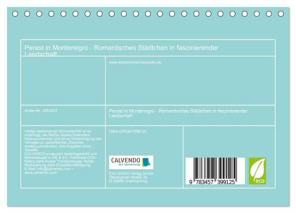 Produktbild: Perast in Montenegro - Romantisches St&auml;dtchen in faszinierender Landschaft (Tischkalender 2026 DIN A5 quer), CALVENDO Monatskalender