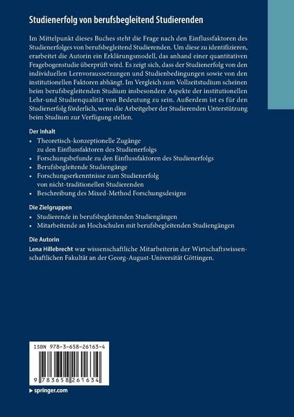 Produktbild: Studienerfolg von berufsbegleitend Studierenden