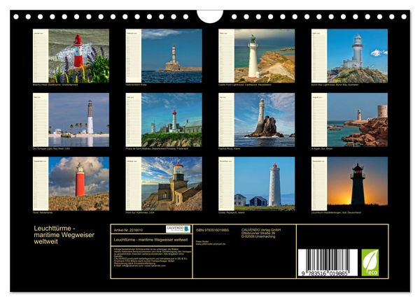 Produktbild: Leuchtt&uuml;rme - maritime Wegweiser weltweit (Wandkalender 2026 DIN A4 quer), CALVENDO Monatskalender