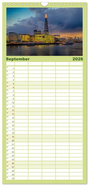Produktbild: Familienplaner 2026 - Wundervolles London mit 5 Spalten (Wandkalender, 21 x 45 cm) CALVENDO