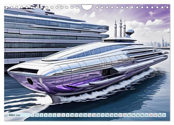 Produktbild: Wogen der Zukunft - Futuristische Jachten (Wandkalender 2026 DIN A4 quer), CALVENDO Monatskalender