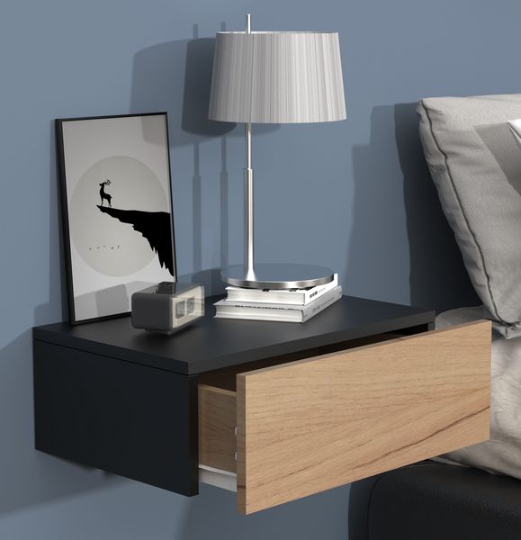 Produktbild: Holz Wandschublade Wand H&auml;nge Nachttisch Usal M45