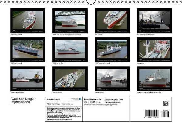 Produktbild: "Cap San Diego" - Impressionen (Wandkalender immerw&auml;hrend DIN A3 quer)