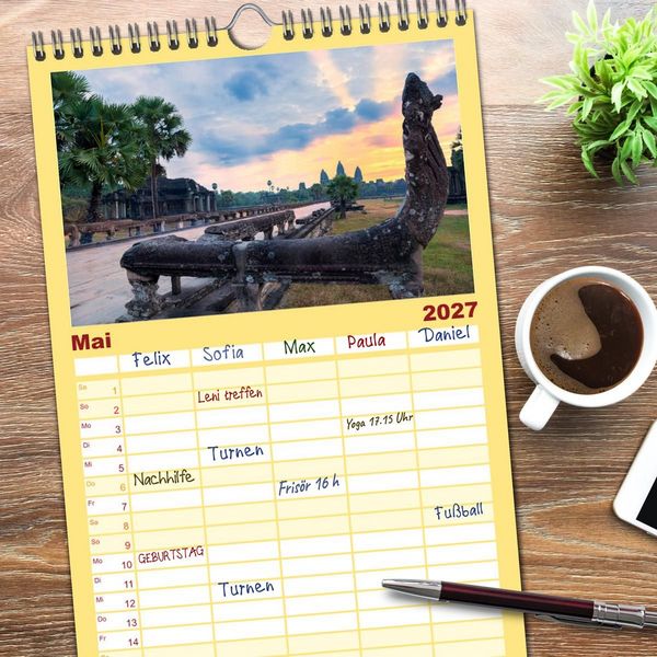Produktbild: Familienplaner 2027 - Asien - Kontinent der Farben mit 5 Spalten (Wandkalender, 21 x 45 cm) CALVENDO