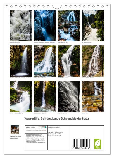 Produktbild: Wasserf&auml;lle. Beindruckende Schauspiele der Natur (Wandkalender 2026 DIN A4 hoch), CALVENDO Monatskalender