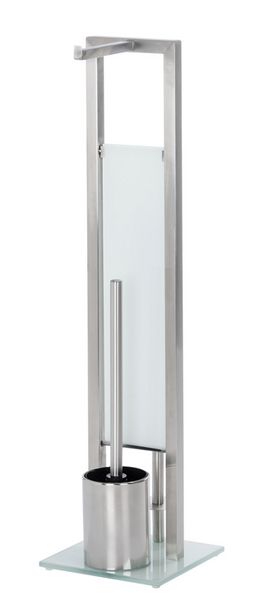 Produktbild: Stand WC-Garnitur Mod. Rivalta Edelstahl Matt, integrierter Toilettenpapierhalter