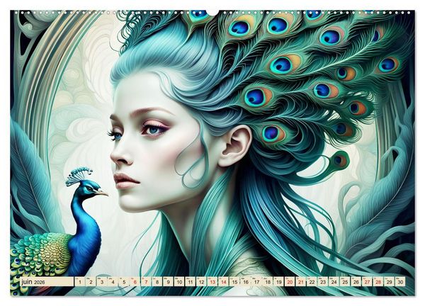 Produktbild: Les murmures des paons (Calendrier mural 2026 DIN A2 vertical), CALVENDO calendrier mensuel