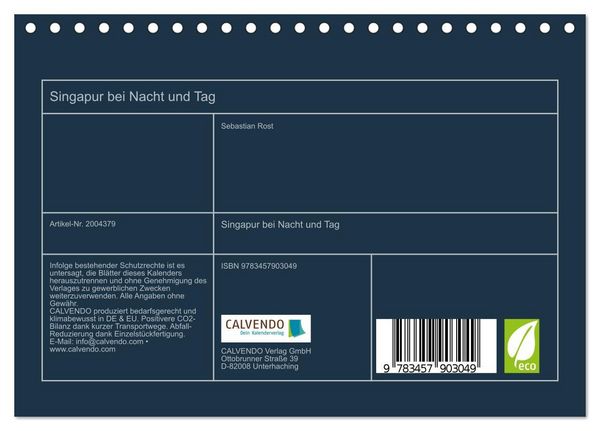 Produktbild: Singapur bei Nacht und Tag (Tischkalender 2026 DIN A5 quer), CALVENDO Monatskalender