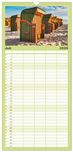 Produktbild: Familienplaner 2026 - Entdeckungen auf der Insel R&uuml;gen mit 5 Spalten (Wandkalender, 21 x 45 cm) CALVENDO