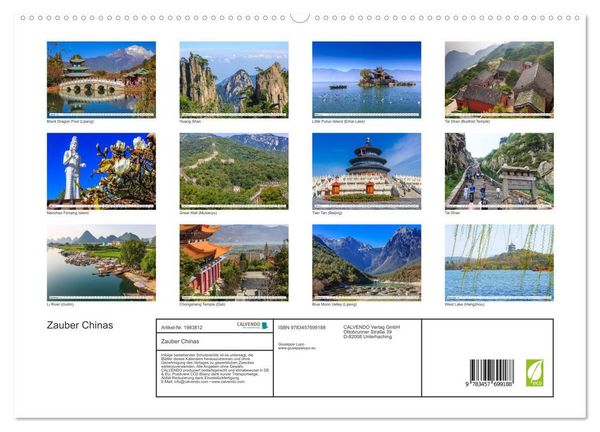 Produktbild: Zauber Chinas (hochwertiger Premium Wandkalender 2026 DIN A2 quer), Kunstdruck in Hochglanz