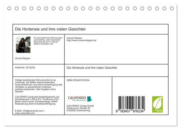 Produktbild: Die Hortensie und ihre vielen Gesichter (Tischkalender 2026 DIN A5 quer), CALVENDO Monatskalender