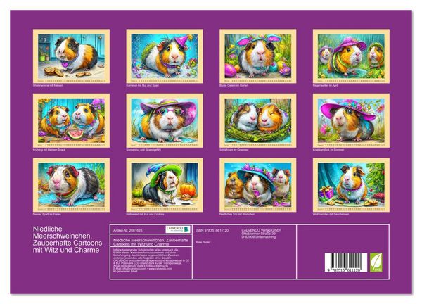Produktbild: Niedliche Meerschweinchen. Zauberhafte Cartoons mit Witz und Charme (Wandkalender 2026 DIN A3 quer), CALVENDO Monatskalender