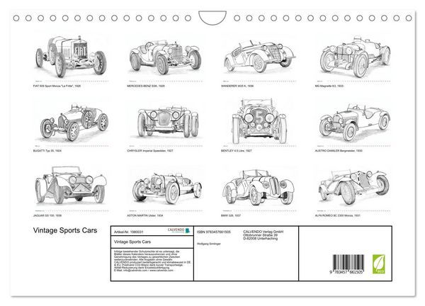 Produktbild: Vintage Sports Cars (Wandkalender 2026 DIN A4 quer), CALVENDO Monatskalender