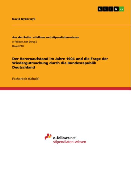 Produktbild: Der Hereroaufstand im Jahre 1904 und die Frage der Wiedergutmachung durch die Bundesrepublik Deutschland
