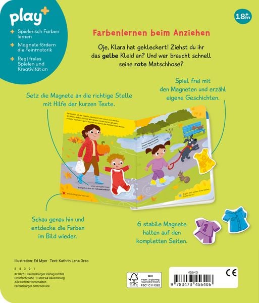 Produktbild: Play+ Mein Spiel mit-Magnetbuch Komm, wir lernen die Farben - ab 18 Monate