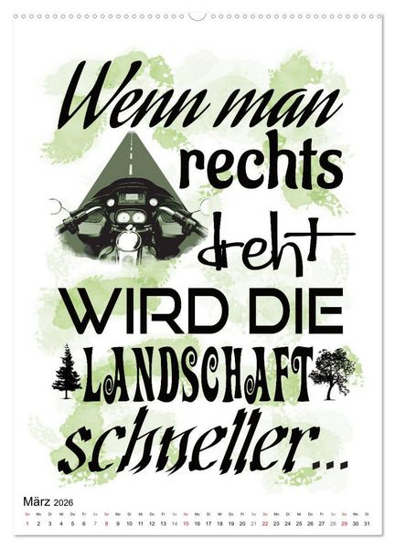 Produktbild: Biker-Spr&uuml;che (hochwertiger Premium Wandkalender 2026 DIN A2 hoch), Kunstdruck in Hochglanz