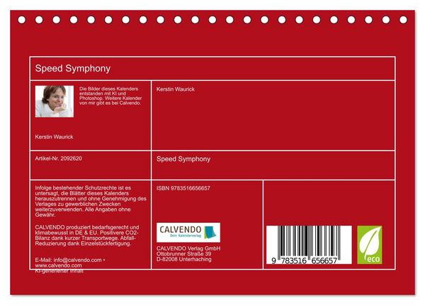 Produktbild: Speed Symphony (Tischkalender 2026 DIN A5 quer), CALVENDO Monatskalender
