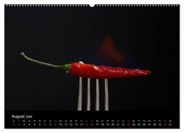 Produktbild: Hot Chili K&uuml;chen Kalender &ouml;sterreichisches Kalendarium (Wandkalender 2026 DIN A2 quer), CALVENDO Monatskalender