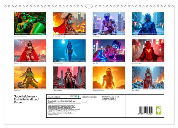 Produktbild: Superheldinnen - Enth&uuml;llte Kraft und Kurven (Wandkalender 2026 DIN A3 quer), CALVENDO Monatskalender