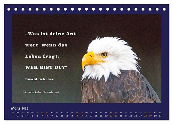 Produktbild: Bewusst leben und gl&uuml;cklich sein (Tischkalender 2026 DIN A5 quer), CALVENDO Monatskalender