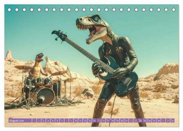 Produktbild: Dinos rocken ab (Tischkalender 2026 DIN A5 quer), CALVENDO Monatskalender