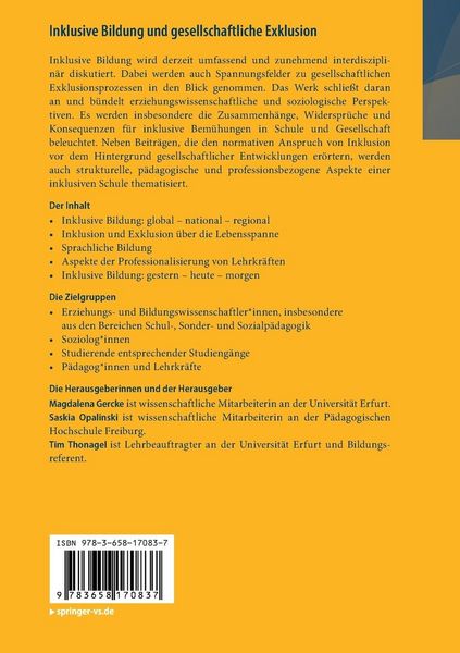 Produktbild: Inklusive Bildung und gesellschaftliche Exklusion