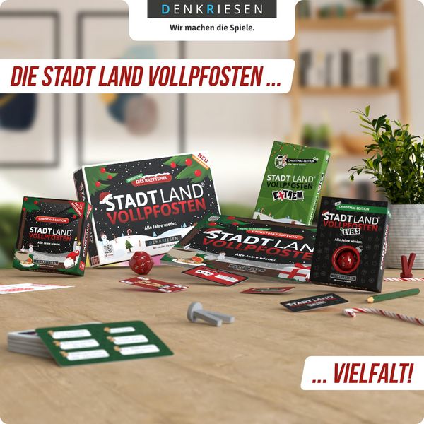 Produktbild: DENKRIESEN DEN20967 - STADT LAND VOLLPFOSTEN, Christmas Edition, Levels, Alle Jahre wieder, W&uuml;rfelspiel