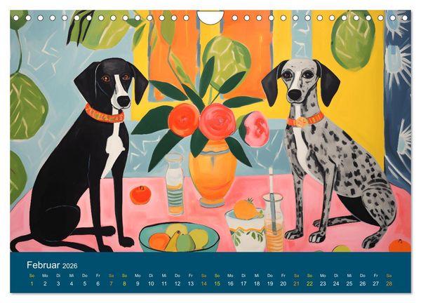 Produktbild: Hunde Kunstwerke - Hunde im Stil des Fauvismus k&uuml;nstlerisch gestaltet (Wandkalender 2026 DIN A4 quer), CALVENDO Monatskalender