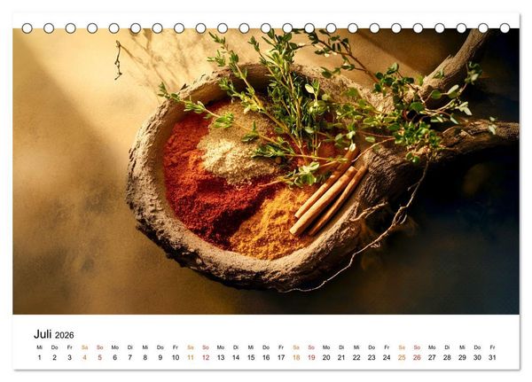 Produktbild: K&uuml;chenkalender Gew&uuml;rzwelt (Tischkalender 2026 DIN A5 quer), CALVENDO Monatskalender