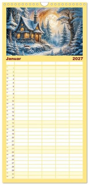 Produktbild: Familienplaner 2027 - Zauberhafte Feenh&auml;user - Wunderwelt der magischen Orte voller Fantasie mit 5 Spalten (Wandkalender, 21 x 45 cm) CALVENDO