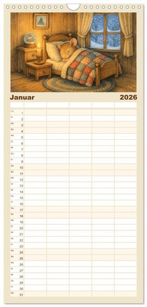 Produktbild: Familienplaner 2026 - Zuhause bei den Kleinen. Ein Jahr voller tierischer R&uuml;ckzugsorte. mit 5 Spalten (Wandkalender, 21 x 45 cm) CALVENDO