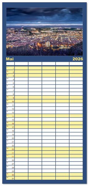 Produktbild: Familienplaner 2026 - Stuttgart, What Else? mit 5 Spalten (Wandkalender, 21 x 45 cm) CALVENDO