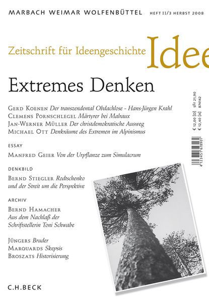 Produktbild: Zeitschrift f&uuml;r Ideengeschichte Heft II/3 Herbst 2008: Extremes Denken