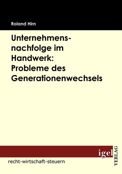 Produktbild: Unternehmensnachfolge im Handwerk: Probleme des Generationenwechsels