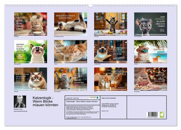 Produktbild: Katzenlogik - Wenn Blicke miauen k&ouml;nnten (Wandkalender 2026 DIN A2 quer), CALVENDO Monatskalender