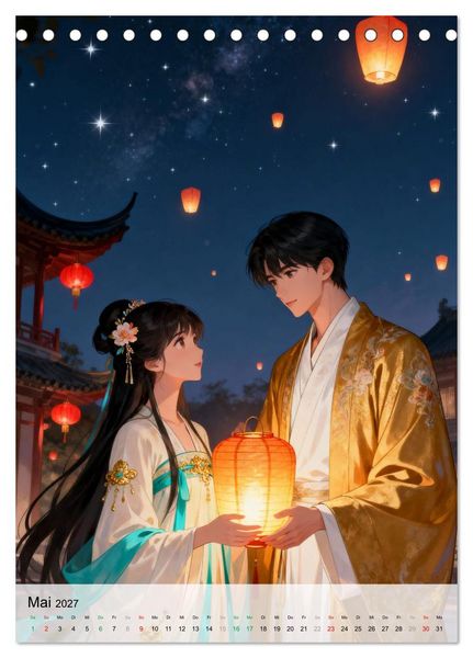 Produktbild: Hanfu und Herzensbande (Tischkalender 2027 DIN A5 hoch), CALVENDO Monatskalender