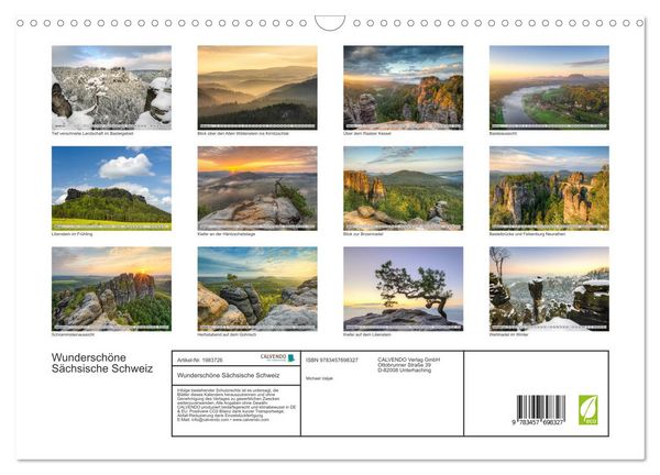Produktbild: Wundersch&ouml;ne S&auml;chsische Schweiz (Wandkalender 2026 DIN A3 quer), CALVENDO Monatskalender