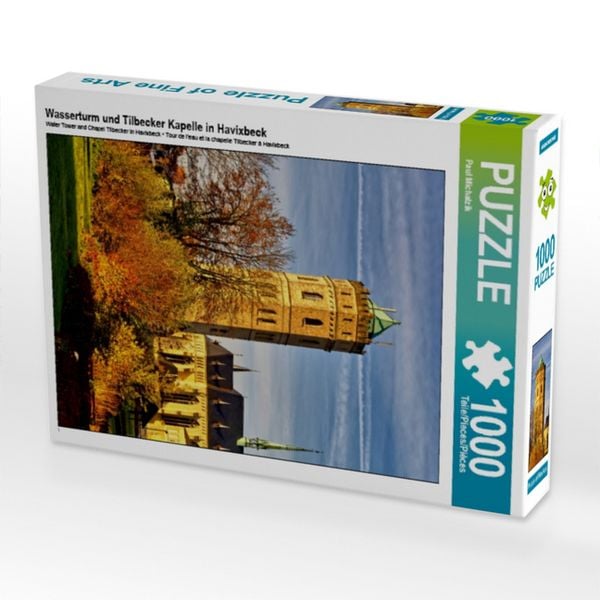 CALVENDO Puzzle Wasserturm und Tilbecker Kapelle in Havixbeck | 1000 Teile Lege-Größe 64x48cm Foto-Puzzle für glückliche Stunden