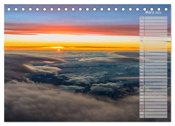 Produktbild: Colours of Flight - Stimmungen &uuml;ber den Wolken (Tischkalender 2026 DIN A5 quer), CALVENDO Monatskalender