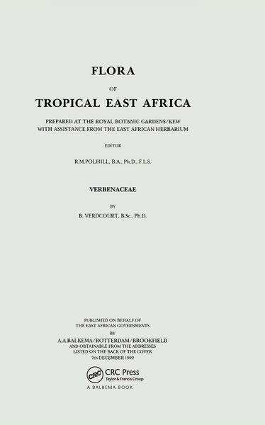 Produktbild: Flora of Tropical East Africa - Verbenaceae (1992)