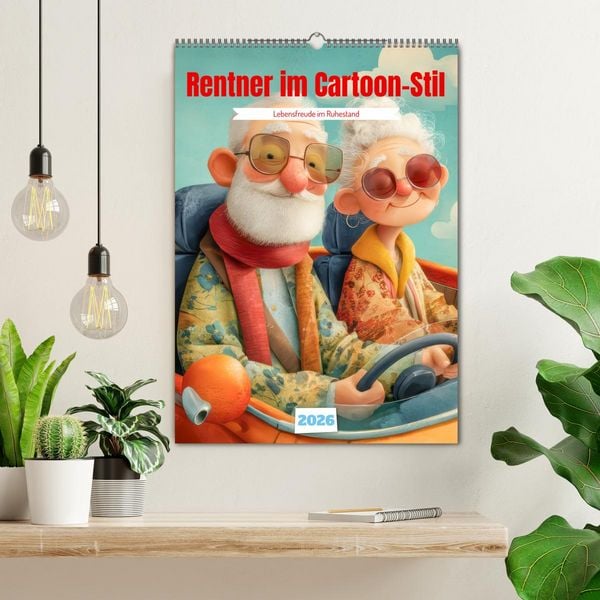 Produktbild: Rentner im Cartoon-Stil - Lebensfreude im Ruhestand (Wandkalender 2026 DIN A2 hoch), CALVENDO Monatskalender