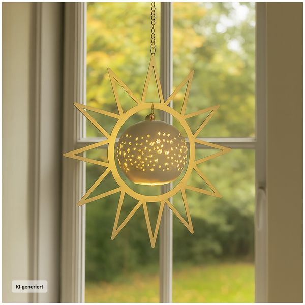 Produktbild: formano LED Stern mit Kugelleuchte und Sternchenmuster Fensterdeko Weihnachten &Oslash; 25 cm
