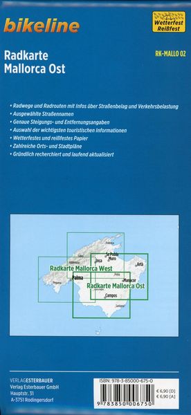 Produktbild: Bikeline Radkarte Mallorca Ost