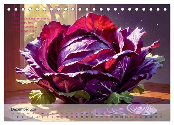 Produktbild: Low Carb Obst und Gem&uuml;se (Tischkalender 2026 DIN A5 quer), CALVENDO Monatskalender