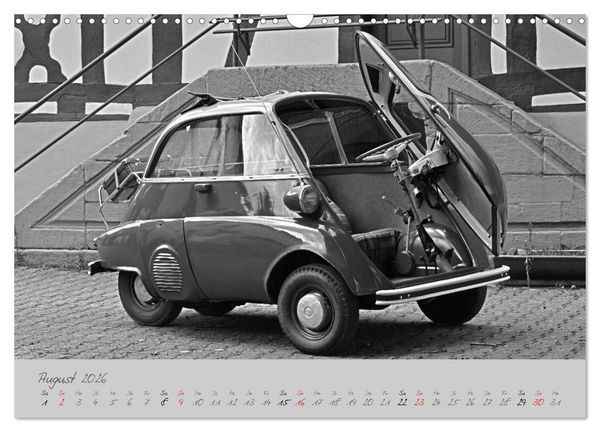 Produktbild: BMW Isetta 300 in schwarzwei&szlig; (Wandkalender 2026 DIN A3 quer), CALVENDO Monatskalender