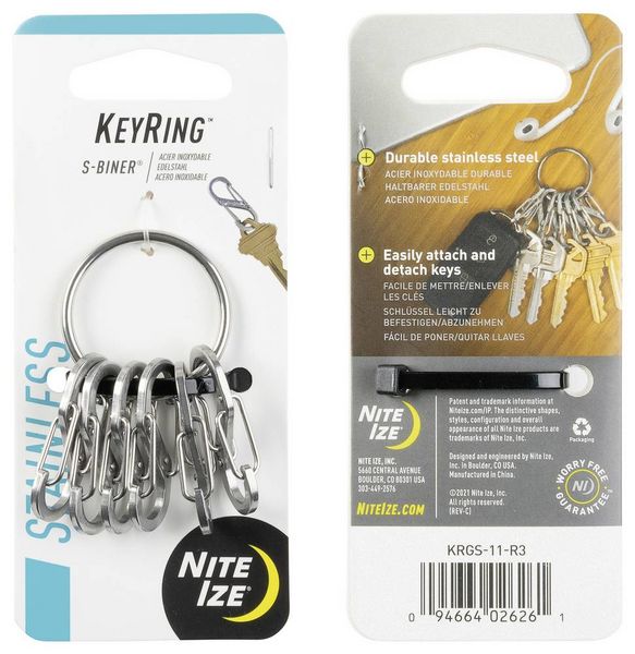 Produktbild: NITE Ize Schl&uuml;sselring NI-KRGS-11-R3 KeyRing 6 S-Biner Silber 1St.
