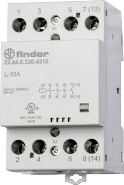 Produktbild: Finder 22.64.0.024.4710 Sch&uuml;tz 3 Schlie&szlig;er, 1 &Ouml;ffner 24 V/DC, 24 V/AC 63A 1St.