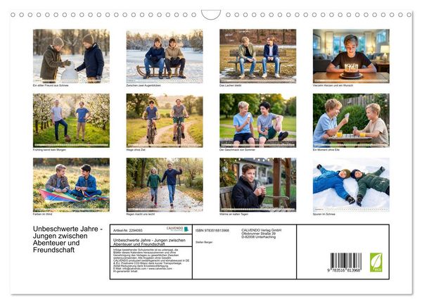 Produktbild: Unbeschwerte Jahre - Jungen zwischen Abenteuer und Freundschaft (Wandkalender 2027 DIN A3 quer), CALVENDO Monatskalender